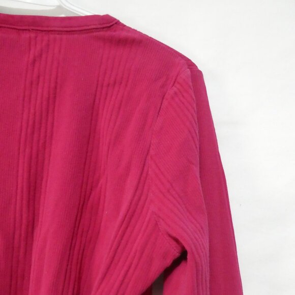 LAND'S END | medium (10-12) | Ribbed Pink Cotton Long Sleeve Pullover Shirt - Picture 12 of 16